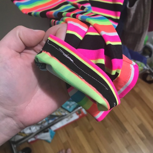 K-DEER rainbow neon striped leggings punk rock - Picture 6 of 16